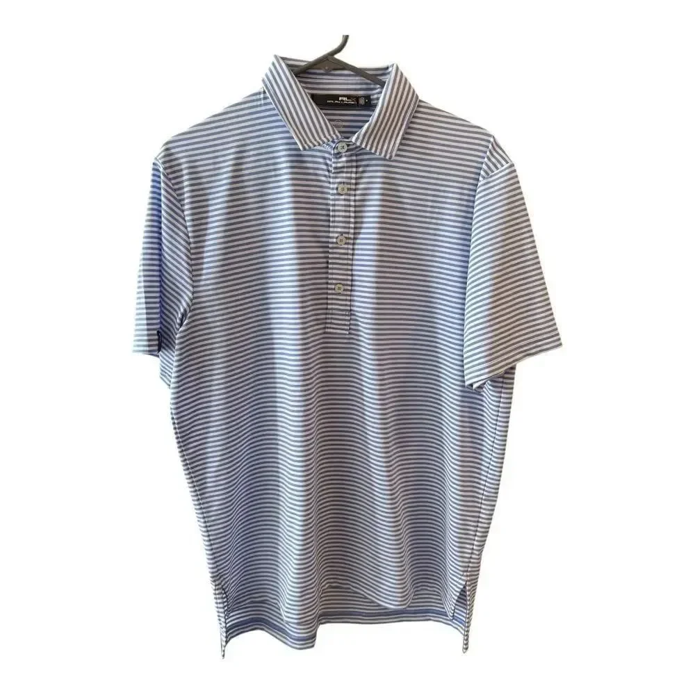 Ralph Lauren Blue and White Striped Polo Shirt Preppy
